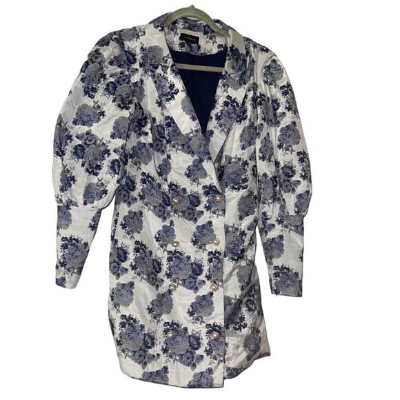 Majorelle Blue Floral Donnie Mini Blazer Dress in French Blue x Revolve - Picture 3 of 9